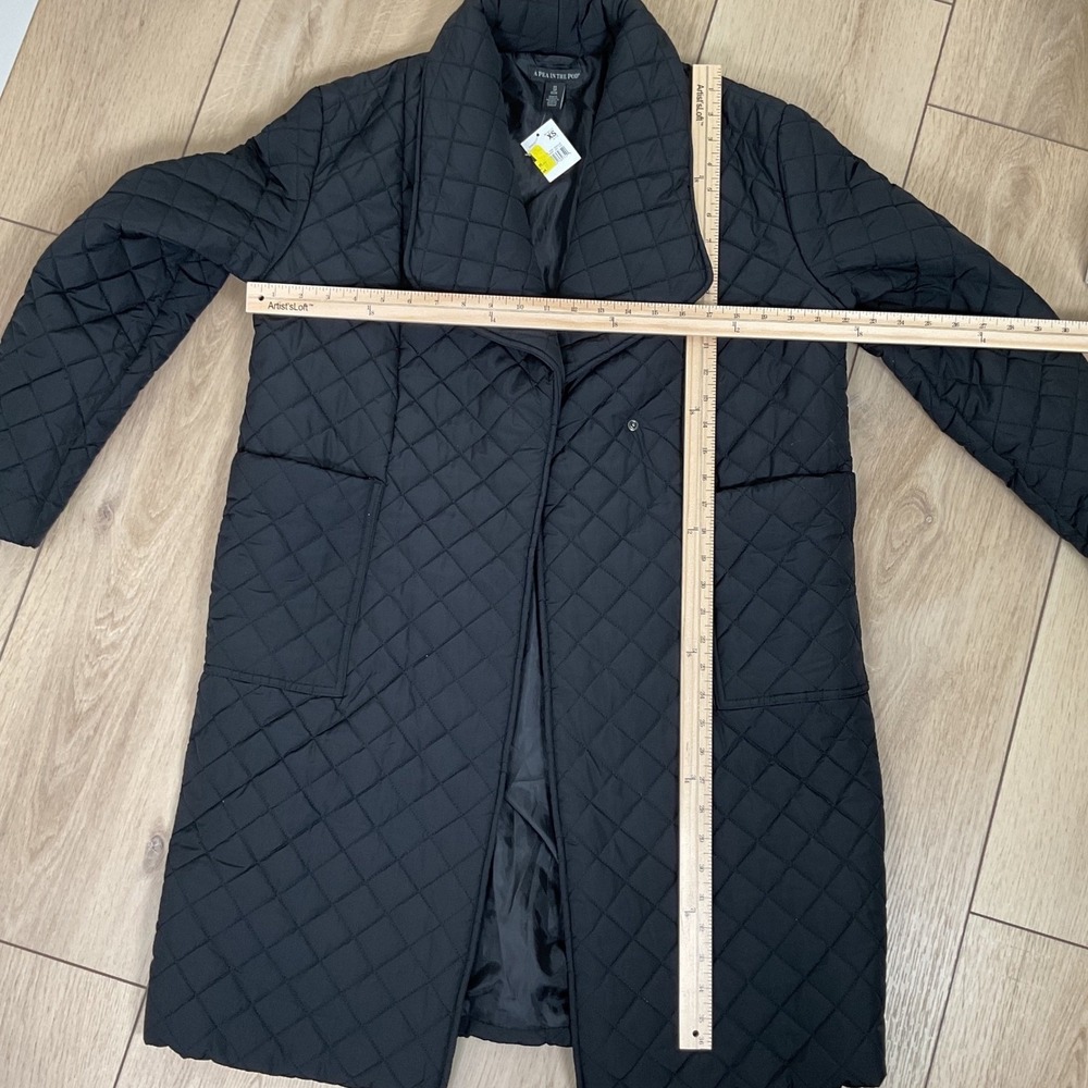 A Pea in the Pod Quilted Shawl Collar Long Coat Jacket Black XS Maternity - Picture 9 of 9